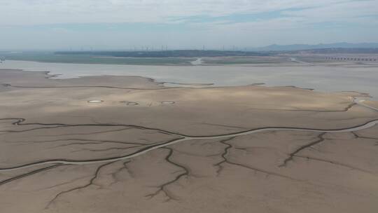 鄱阳湖枯水季干旱场景航拍