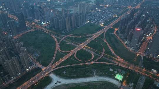 武汉四新立交桥，直推下摇镜头