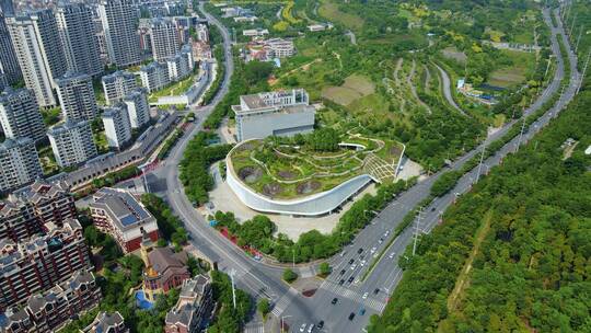 航拍南宁市城市规划展示馆