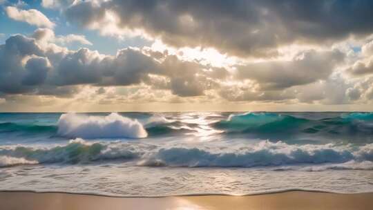 海浪沙滩天空阳光景观