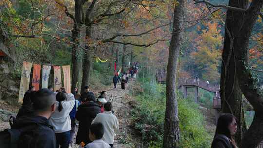 南山秋色：天台文旅游客踏青晚秋南黄古道