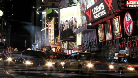 纽约时代广场的车流延时拍摄视频素材模板下载
