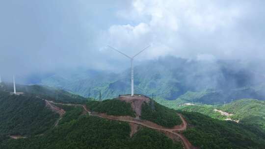 航拍高山风电 云海云雾