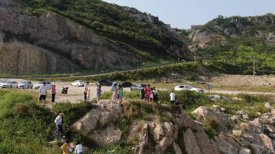 航拍浙江台州温岭石塘镇海边礁石