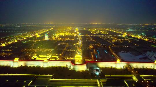 山西太原古县城夜景航拍景观