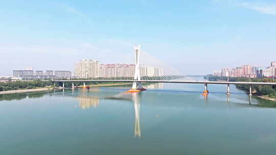 鹰潭信江大桥航拍视频素材模板下载