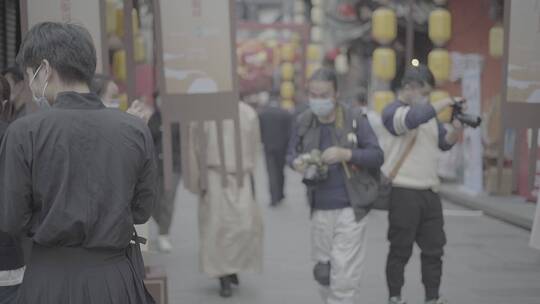 成都文殊院夜景集市汉服活动人文拍摄视频