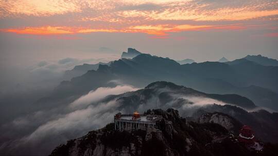 白云山云海夕照航拍延时摄影