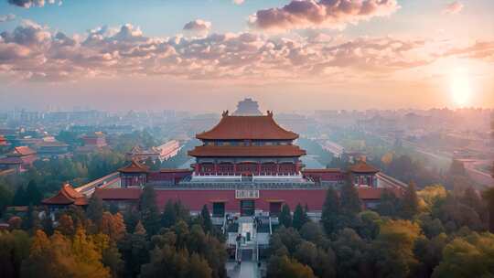 中国祖国首都北京市故宫地标ai素材原创中视频素材模板下载