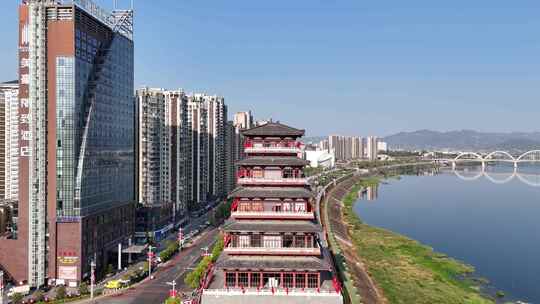 陕西安康美术馆安康西城阁航拍合集