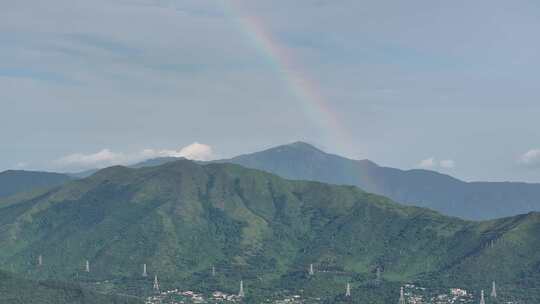 广东南方下雨天过后彩虹高空航拍视角4K