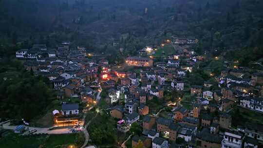 安徽黄山歙县皖南阳产土楼世界遗产夜景航拍