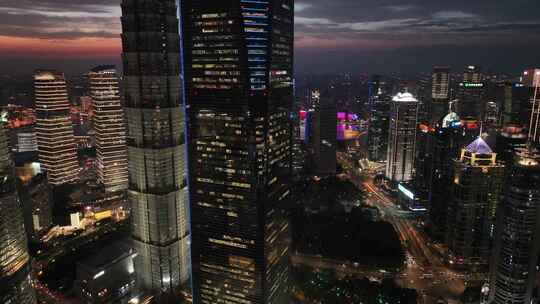 航拍上海 上海 上海夜景 陆家嘴 外滩