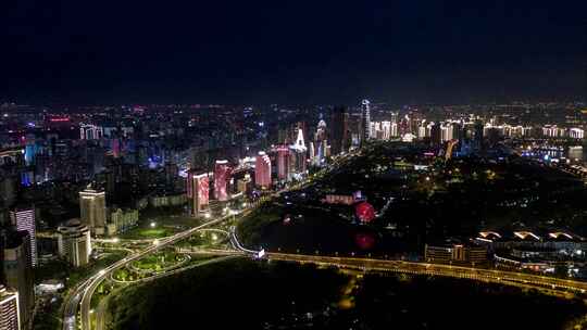 海口夜景 滨海立交桥 海口航拍视频素材模板下载