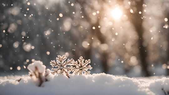 冬天唯美下雪场景