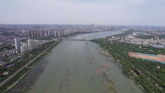 航拍河南洛阳城市风光洛河风光