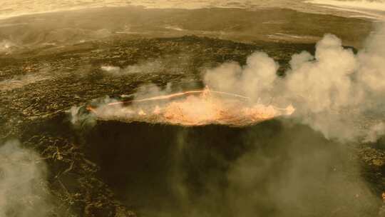 航拍火山岩浆沸腾