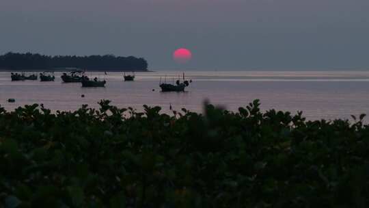 海南光村银滩傍晚夕阳视频素材模板下载