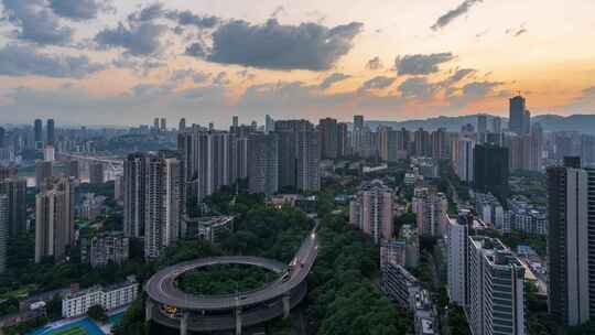 重庆地标日出日落晚霞