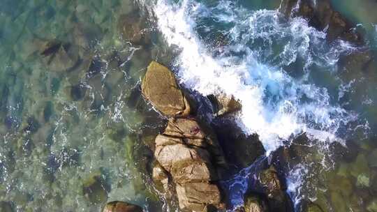 海南海岸海边海浪俯拍唯美大海美丽风景航拍