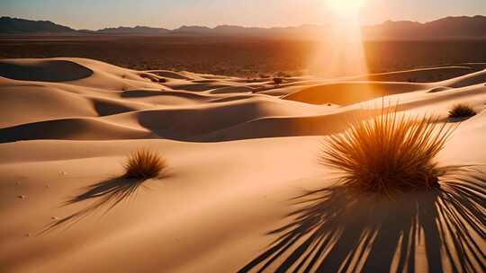 沙漠一带一路丝绸之路沙漠黄昏沙漠戈壁文明视频素材模板下载