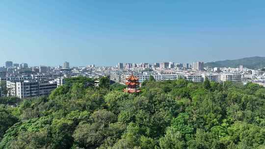 汕尾市城区航拍奎山公园城市景观建筑风光