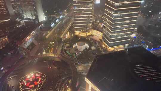 上海夜景航拍东方明珠陆家嘴环岛世纪大道浦视频素材模板下载
