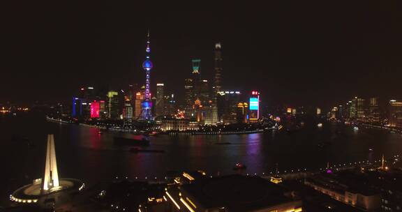 上海黄浦区夜景航拍