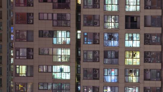 亮灯熄灯-小区居民楼住宅区视频素材模板下载