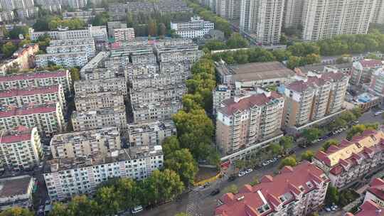 城市居民区鸟瞰全景