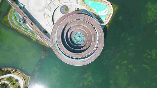 4K 长沙地标梅溪湖城市岛俯拍