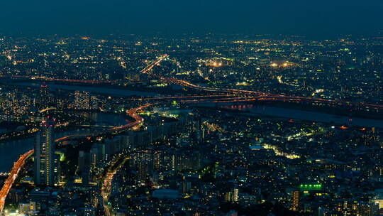 延时航拍都市的夜景