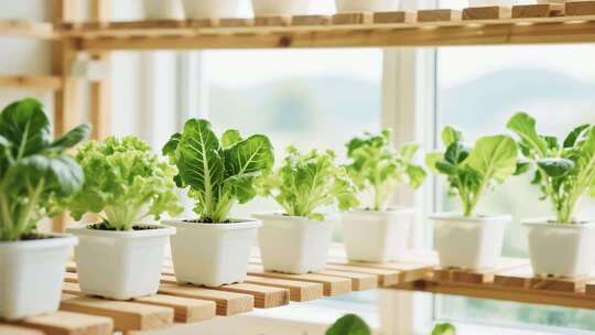 室内盆栽蔬菜种植场景