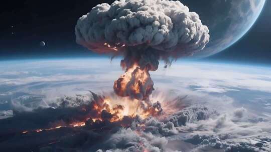 地球表面核爆炸特效素材