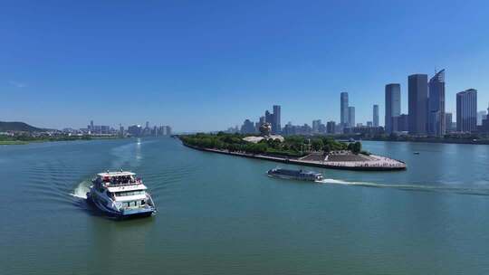 长沙橘子洲景区橘子洲大气航拍