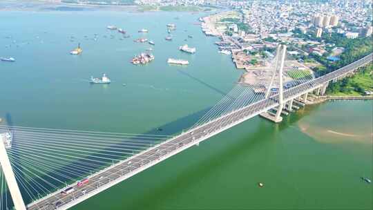 海南省儋州洋浦大桥自贸港桥梁工程航拍