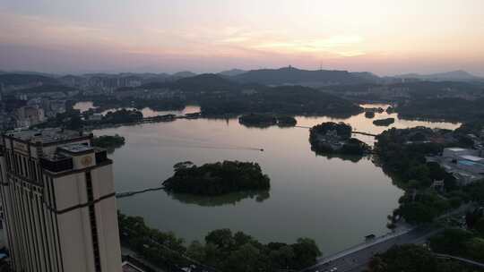 广东惠州西湖5A景区日落晚霞夕阳航拍