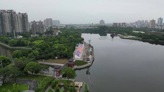 城市航拍湖北荆州刘备招亲剧场视频素材模板下载