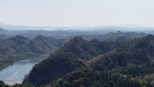 金山银山绿水青山山川河流航拍