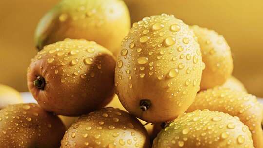 带水珠的梨子特写