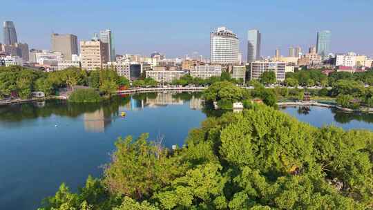 江西南昌八一公园航拍百花洲城市地标风景风视频素材模板下载