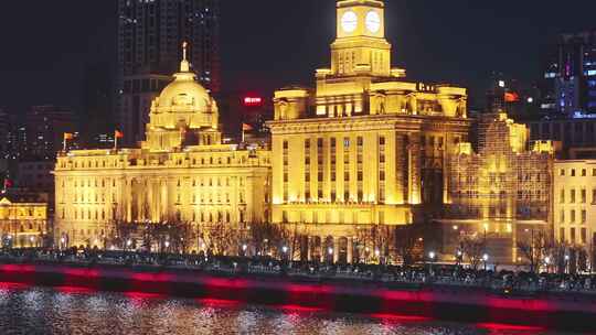 上海 外滩夜景 万国 历史建筑视频素材模板下载