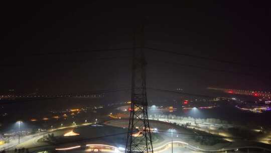 航拍 雄安 冬季 夜景 晚上 航拍雄安夜景