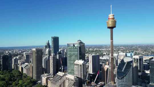 航拍澳大利亚悉尼市中心摩天大楼城市天际线