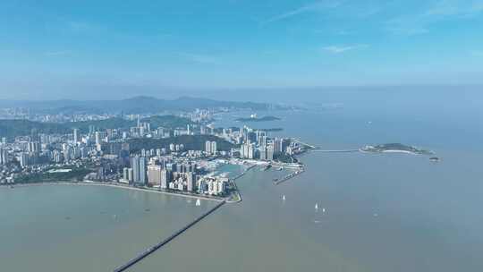 珠海航拍珠海全景城市建筑风光海滨城市风景