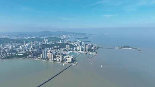 珠海航拍珠海全景城市建筑风光海滨城市风景视频素材模板下载