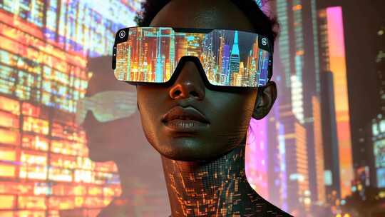 赛博朋克科技融合 未来世界虚拟现实数字人