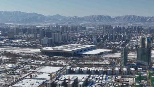 航拍石家庄雪景