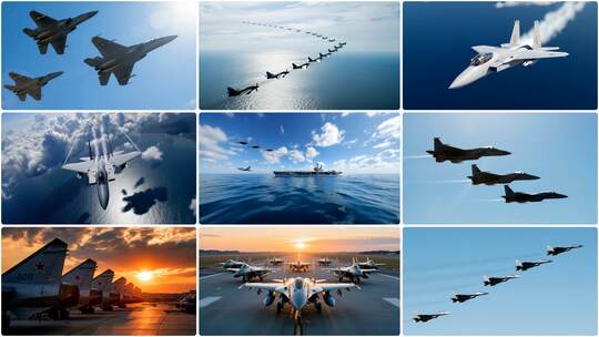 战机起飞巡航 战斗机编队 超音速战斗机