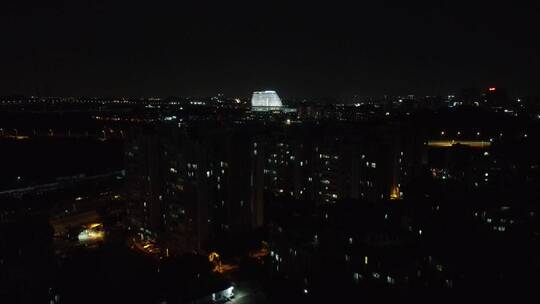 广东省广州市市中心城市夜景天际线航拍